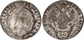Austria 20 Kreuzer 1815 E
KM# 2142; Adamo# C31; N# 33676; Silver; Franz II; Alba Iulia Mint; XF-AUNC.