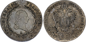 Austria 20 Kreuzer 1818 A
KM# 2143; Adamo# C32; N# 19931; Silver; Franz I; Vienna Mint; VF-XF.