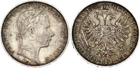 Austria 1 Florin 1858 M
KM# 2219; N# 7004; Silver; Franz Joseph I; Mint: Milano; VF+ Toned.