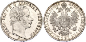 Austria 1 Florin 1859 A
KM# 2219, N# 7004; Silver; Franz Joseph I; UNC with minor hairlines & full mint luster.