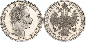 Austria 1 Florin 1859 A
KM# 2219; N# 7004; Silver, Franz Joseph I, Mint: Vienna; UNC Luster.