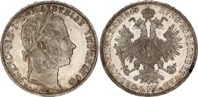 Austria 1 Florin 1860 A
KM# 2219, N# 7004; Silver., Prooflike; Franz Joseph I; UNC, with luster.