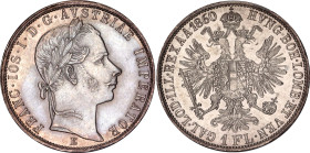 Austria 1 Florin 1860 E NGC AU
KM# 2219, N# 7004; Silver; Franz Joseph I; NGC AU Detail Harshly Cleaned.