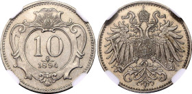 Austria 10 Heller 1894 CCG AU58
KM# 2802, N# 2086; Nickel; Franz Joseph I; aUNC.