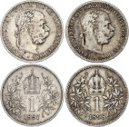 Austria 2 x 1 Corona 1897 - 1898
KM# 2804; Schön# 7; N# 5744; Silver; Franz Joseph I; VF-XF.