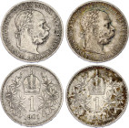 Austria 2 x 1 Corona 1900 - 1901
KM# 2804; Schön# 7; N# 5744; Silver; Franz Joseph I; XF.