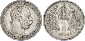 Austria 1 Corona 1906 Key Date
KM# 2804; Schön# 7; N# 5744; Silver; Franz Joseph I; VF+.