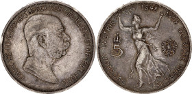 Austria 5 Corona 1908
KM# 2809, N# 12314; Silver; 60th Anniversary of the Franz Joseph I's Reign; VF-XF, nice toning.