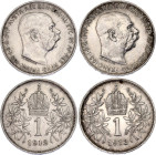 Austria 2 x 1 Corona 1912 - 1913
KM# 2820; Schön# 19; N# 7003; Silver; Franz Joseph I; AUNC-UNC.