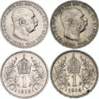 Austria 2 x 1 Corona 1914 - 1916
KM# 2820; Schön# 19; N# 7003; Silver; Franz Joseph I; AUNC-UNC.