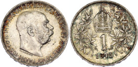 Austria 1 Corona 1915
KM# 2820; Schön# 19; N# 7003; Silver; Franz Joseph I; UNC, nice patina.