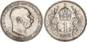 Austria 1 Corona 1915
KM# 2820; Schön# 19; N# 7003; Silver; Franz Joseph I; UNC.