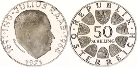 Austria 50 Schilling 1971
KM# 2911, N# 12450; Silver., Proof; Julius Raab.