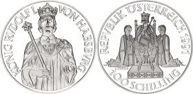 Austria 100 Schilling 1991
KM# 3001, N# 34011; Silver., Proof; Rudolph I; Mintage 75000 pcs.