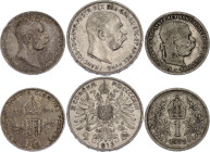 Austria Lot of 3 Coins 1893 - 1913
2 x 1 Corona & 2 Corona 1893 - 1913; Silver; Franz Joseph I; F/XF.