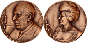 Austria Bronze Medal "Robert & Einzi Stolz" 1965 (ND)
Niggl 3769 (VS); Bronze 95.76 g., 55 mm; by Rohr; Robert Stolz - Viennese Composer and Conducto...
