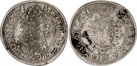 Hungary 15 Krajczar 1675 KB
KM# 175; ÉH# 1058; H# 1422; N# 29658; Silver; Leopold I; Kremnitz Mint; XF.
