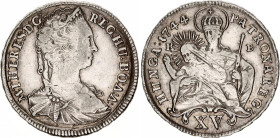 Hungary 15 Krajczar 1744 KB
KM# 330.2; ÉH# 1244; H# 1710; N# 30333; Silver; Maria Theresia; Kremnitz Mint; VF.