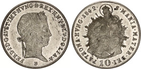 Hungary 10 Krajczar 1842 B
KM# 421; ÉH# 1422; H# 2085; N# 33873; Silver; Ferdinand V; Kremnitz Mint; Mintage 71'000; UNC.