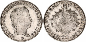 Hungary 20 Krajczar 1841 B
KM# 422; ÉH# 1419; H# 2081; N# 18828; Silver; Ferdinand V; Kremnitz Mint; AUNC.