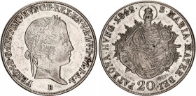 Hungary 20 Krajczar 1842 B
KM# 422; ÉH# 1419; H# 2081; N# 18828; Silver; Ferdinand V; Kremnitz Mint; XF-AUNC.