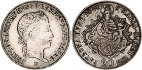 Hungary 20 Krajczar 1847 B
KM# 422; ÉH# 1419; H# 2081; N# 18828; Silver; Ferdinand V; Kremnitz Mint; VF-XF.
