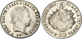 Hungary 20 Krajczar 1848 KB
KM# 432, N# 28029; Silver; War of Independence Coinage; AUNC/UNC with hairlines.