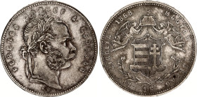 Hungary 1 Forint 1868 KB
KM# 449.1; ÉH# 1463a; H# 2136; N# 33872; Silver; Franz Joseph I; Kremnitz Mint; VF-XF.