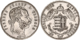 Hungary 1 Forint 1869 KB
KM# 449.1; ÉH# 1463a; H# 2136; N# 33872; Silver; Franz Joseph I; Kremnitz Mint; XF.