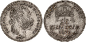 Hungary 20 Krajczar 1870 GYF
KM# 452; ÉH# 1472.b; H# 2155; N# 19928; Silver; Franz Joseph I; Alba Iulia Mint; XF.
