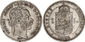 Hungary 1 Forint 1870 GYF
KM# 453.2; ÉH# 1464b; H# 2139; N# 4736; Silver; Franz Joseph I; Kremnitz Mint; VF-XF.