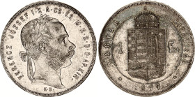 Hungary 1 Forint 1877 KB
KM# 453.1; ÉH# 1464a; H# 2138; N# 4736; Silver; Franz Joseph I; Kremnitz Mint; AUNC.