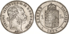Hungary 1 Forint 1879 KB
KM# 453.1; ÉH# 1464a; H# 2138; N# 4736; Silver; Franz Joseph I; Kremnitz Mint; XF.