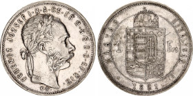 Hungary 1 Forint 1881 KB
KM# 465; ÉH# 1464; H# 2140; N# 22710; Silver; Franz Joseph I; Kremnitz Mint; XF.