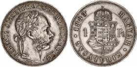 Hungary 1 Forint 1883 KB
KM# 469; ÉH# 1466; H# 2141; N# 26846; Silver; Franz Joseph I; Kremnitz Mint; XF.