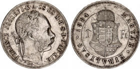 Hungary 1 Forint 1884 KB
KM# 469; ÉH# 1466; H# 2141; N# 26846; Silver; Franz Joseph I; Kremnitz Mint; UNC.