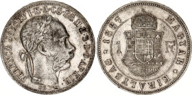 Hungary 1 Forint 1887 KB
KM# 469; ÉH# 1466; H# 2141; N# 26846; Silver; Franz Joseph I; Kremnitz Mint; XF.