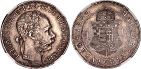 Hungary 1 Forint 1888 KB NGC AU 58
KM# 469, N# 26846; Silver; Franz Joseph I.