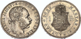 Hungary 1 Forint 1889 KB
KM# 469; ÉH# 1466; H# 2141; N# 26846; Silver; Franz Joseph I; Mint: Kremnitz; UNC Toned.