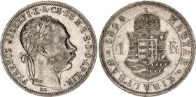 Hungary 1 Forint 1890 KB
KM# 469; ÉH# 1466; H# 2141; N# 26846; Silver; Franz Joseph I; Kremnitz Mint; XF.