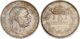 Hungary 5 Korona 1900 KB
KM# 488, N# 12866; Silver; Franz Joseph I; XF+.
