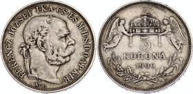 Hungary 5 Korona 1900 KB
KM# 488; ÉH# 1492; H# 2201; N# 12866; Silver; Franz Joseph I; Kremnitz Mint; VF.