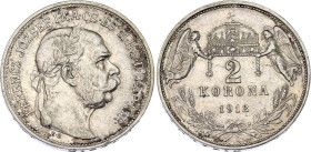 Hungary 2 Korona 1912 KB
KM# 493; ÉH# 1494; H# 2202; Adamo# K6; N# 10991; Silver; Franz Joseph I; Kremnitz Mint; AUNC.