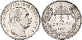 Hungary 2 Korona 1913 KB
KM# 493; ÉH# 1494; H# 2202; Adamo# K6; N# 10991; Silver; Franz Joseph I; Kremnitz Mint; AUNC.