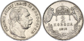 Hungary 2 Korona 1914 KB Rare
KM# 493; ÉH# 1494; H# 2202; Adamo# K6; N# 10991; Silver; Franz Joseph I; Kremnitz Mint; AUNC.