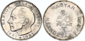 Hungary 50 Forint 1961 BP
KM# 561; ÉH# 1565; H# 2355; N# 34297; Silver 20.00 g.; 80th Anniversary - Birth of Bartok Bela Emlekev; Mint: Budapest; Min...
