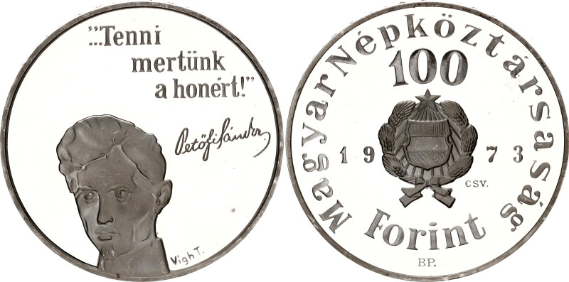 Hungary 100 Forint 1973
KM# 600, N# 28274; Silver., Proof; Sándor Petőfi; Minta...
