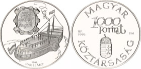 Hungary 1000 Forint 1995 BP
KM# 714, N# 34452; Silver., Proof; Old Danube ship Hableany 1867.