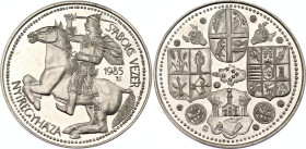 Hungary Commemorative Silver Medal "King Szabolcs Vezer" 1985 TS
Silver 43.23 g., 42.6 mm; Obv: King on galloping horse standing left. KING SZABOLCS ...