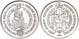 Hungary Commemorative Silver Medal "King Istvan III" 1989 FM
Silver 35.42 g., 42.6 mm; King Istvan III (1162-1172); Proof.